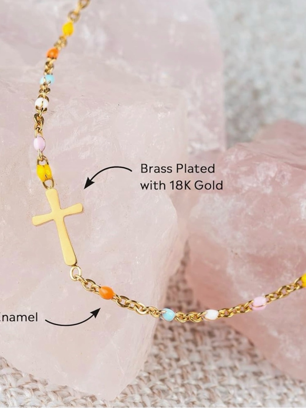Gold Cross Beaded Bracelet - NEW IN BOX - Picture 4 of 7